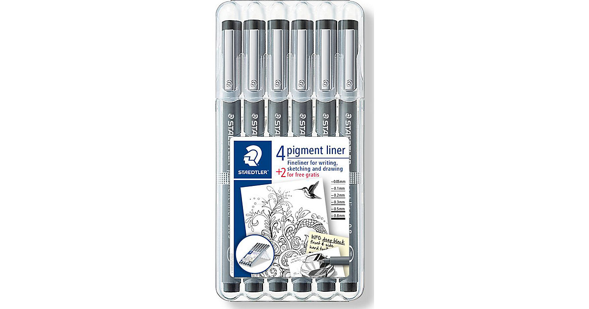 Fineliner pigment liner schwarz, 4 & 2 Strichbreiten Fineliner pigment liner schwarz, 4 & 2 Strichbreiten von Staedtler