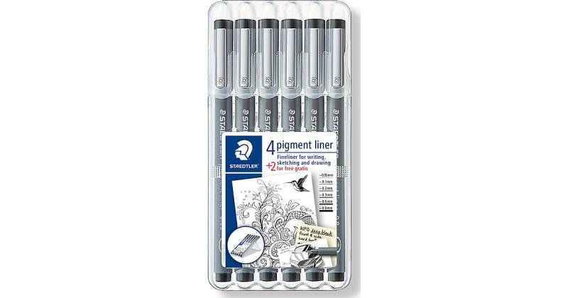 Fineliner pigment liner schwarz, 4 & 2 Strichbreiten von Staedtler