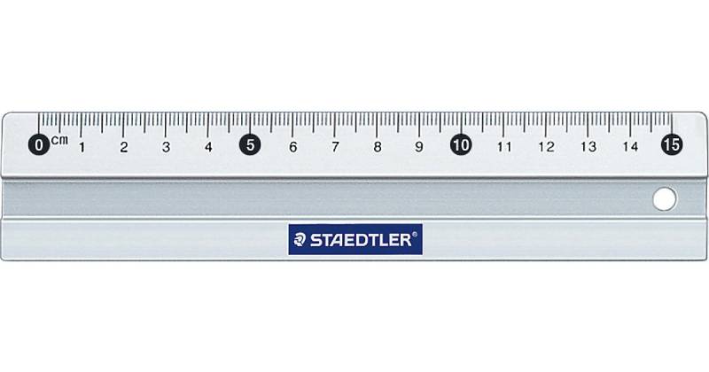 Lineal Aluminium, 15 cm, mit Anti-Rutsch-Pads silber von Staedtler
