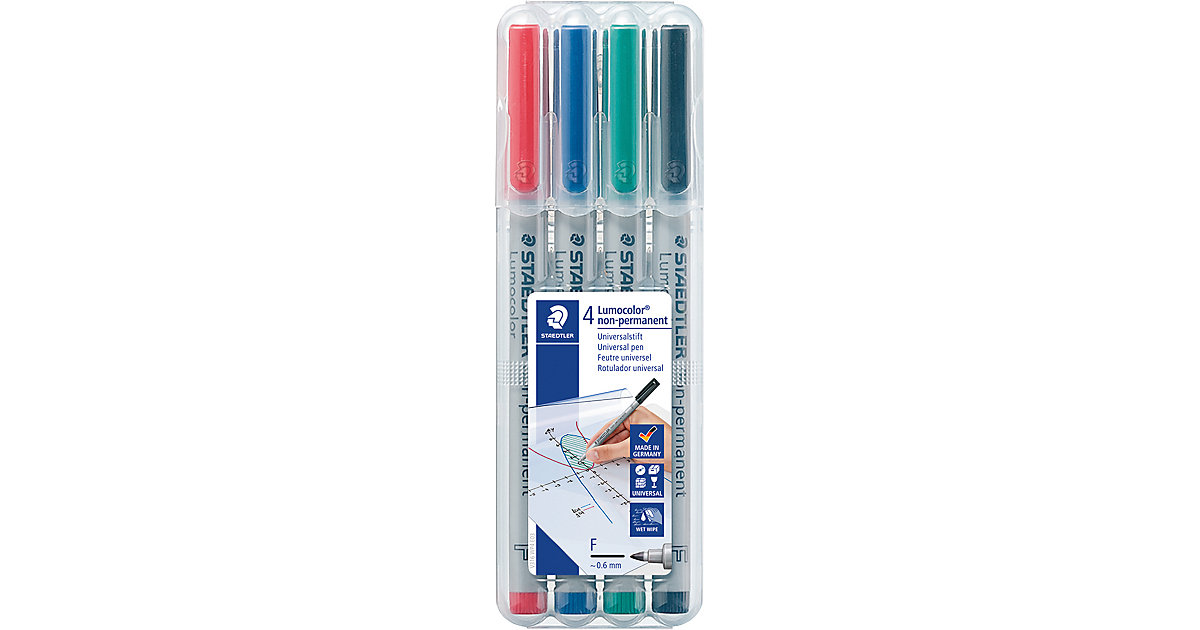 Lumocolor® Universalstift permanent F, 4 Farben mehrfarbig Modell 1 von Staedtler