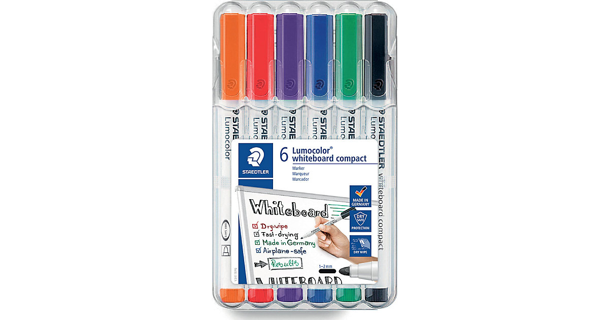 Lumocolor® Whiteboard Marker 1-2 mm, 6 Farben in Aufstellköcher mehrfarbig Modell 1 von Staedtler