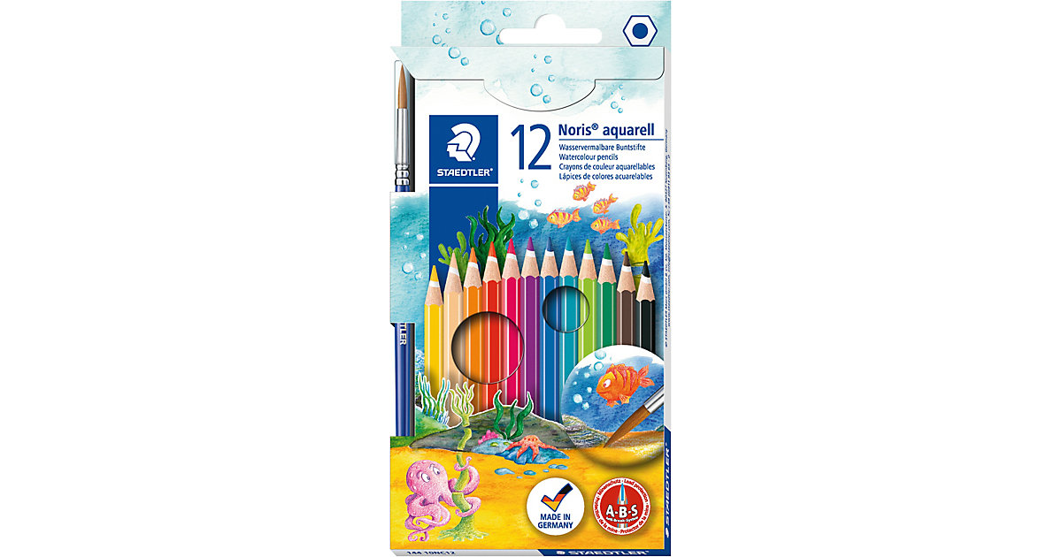 Buntstifte Noris® aquarell, 12 Farben, inkl. Pinsel mehrfarbig Modell 1 Buntstifte Noris® aquarell, 12 Farben, inkl. Pinsel mehrfarbig Modell 1 von Staedtler