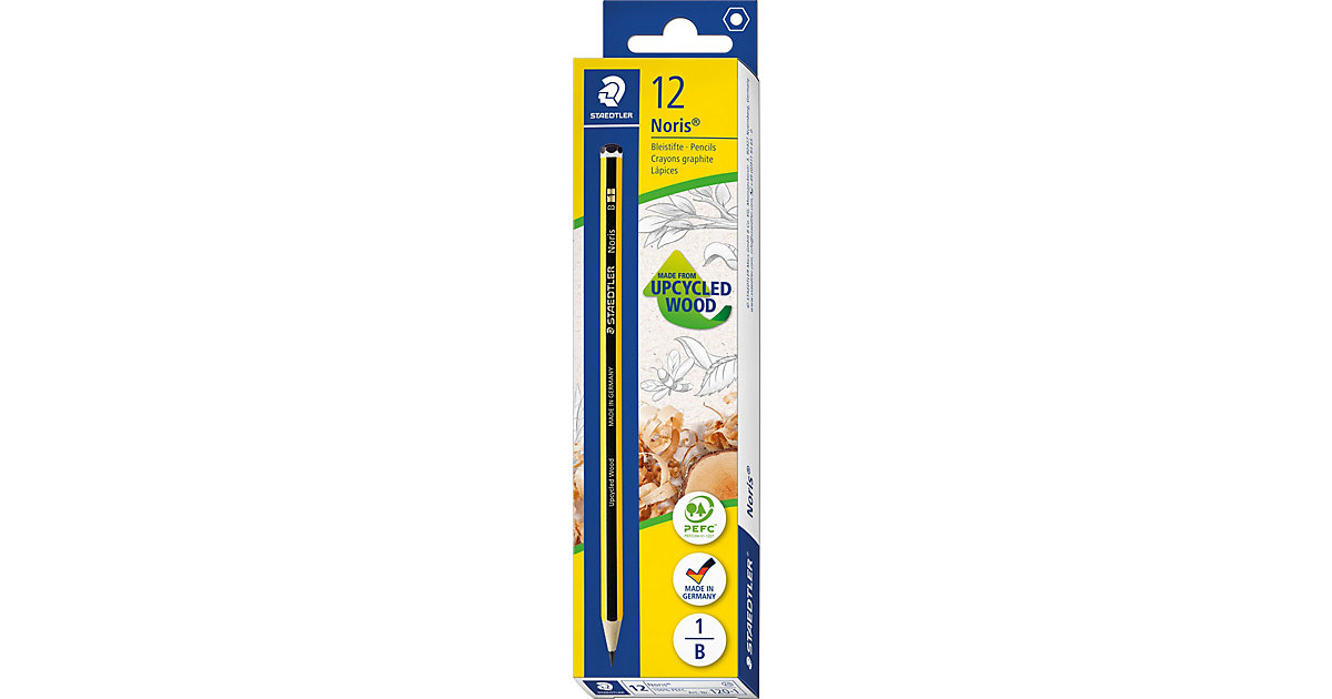 Noris® Bleistift, Stärke: B, gelb-schwarz mehrfarbig von Staedtler