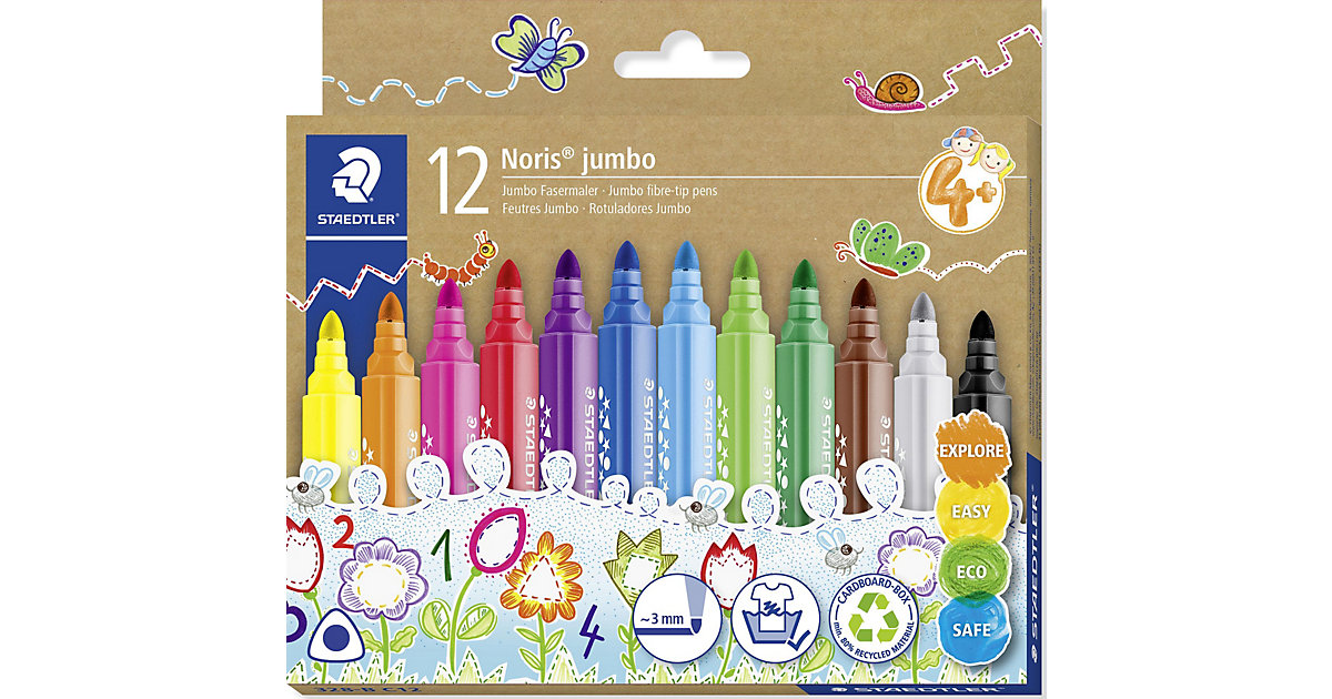 Noris Jumbo-Fasermaler, 12 Farben Noris Jumbo-Fasermaler, 12 Farben von Staedtler