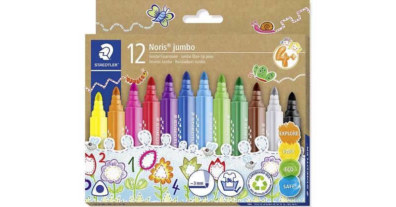 Noris Jumbo-Fasermaler, 12 Farben von Staedtler