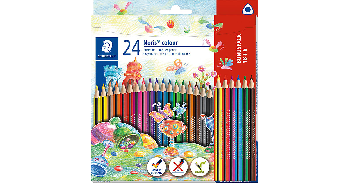 Dreikant-Buntstifte Noris® colour, 18 & 6 Farben von Staedtler