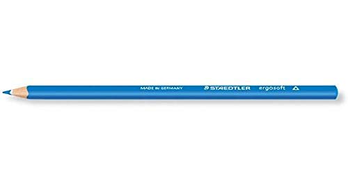 STAEDTLER 157-37 ergo soft Farbstift, ergonomische Dreikantform, rutschfeste Soft-Oberfläche, 12 Stück im Kartonetui, cyan von Staedtler