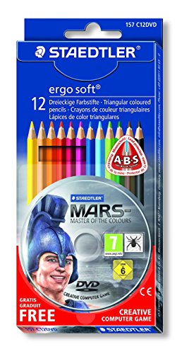 STAEDTLER 157 C12DVD - Ergo Soft Farbstift, 12 Stück Kartonetui, inkl. Mal-Adventure Computerspiel „Mars – Der Herr der Farben“ von Staedtler