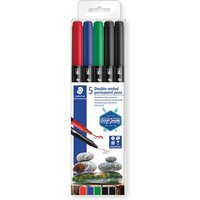STAEDTLER 3187 TB5 Fasermaler permanent duo 5 Stück Box von Staedtler