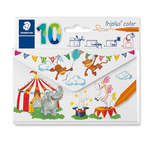 STAEDTLER 323 CL10 Filzstifte triplus color (ergonomische Dreikantform, hohe Qualität, kindgerecht DIN EN-71, eindrucksichere Spitze, postversandfähige Kartonverpackung, 10 Farben, Linienbreite 1 mm) STAEDTLER 323 CL10 Filzstifte triplus color (ergonomische Dreikantform, hohe Qualität, kindgerecht DIN EN-71, eindrucksichere Spitze, postversandfähige Kartonverpackung, 10 Farben, Linienbreite 1 mm) von Staedtler