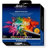 STAEDTLER 371 C24 pigment brush pen 24 Stück in sortierten Farben von Staedtler