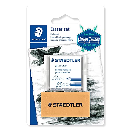 STAEDTLER 5427SBK2-C Radierer-Set (Knetradierer und Spezialradierer, besonders weich, Premium-Qualität, für viele künstlerische Arbeiten, Blisterkarte mit zwei Künstler-Radierern) von Staedtler