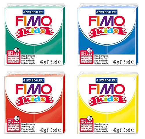 STAEDTLER 8030 AMZ 06 - Fimo kids Modelliermasse, 4 Blöcke, 42 g, grundfarben von STAEDTLER