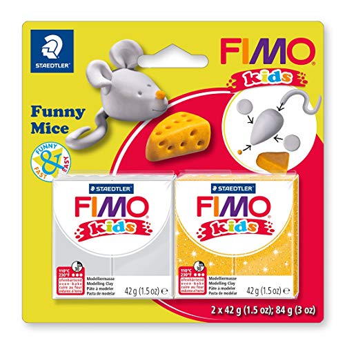 STAEDTLER 8035 11 FIMO kids superweiche (ofenhärtende Knete, Modellierspaß speziell für Kinder, witzige Figuren, funny mice) von Staedtler