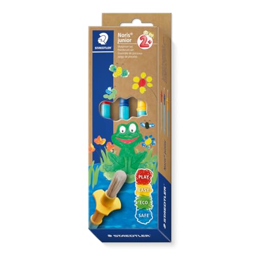 STAEDTLER Noris® junior 989 40 Kinder-Pinselset, Karton-Karte mit 3 Pinseln S, M und L, 98940-SBK3 von STAEDTLER