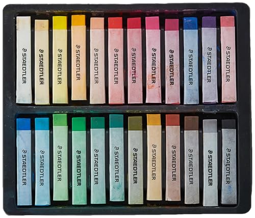 STAEDTLER Softpastellkreiden, hoher Grad an Lichtbeständigkeit, weicher Abstrich, leicht verwischbar, Kartonetui mit 24 brillanten Farben, 2430 C24 von STAEDTLER