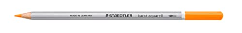 STAEDTLER aquarell Buntstifte karat aquarell, hellorange, wasservermalbare, weiche, farbintensive Mine, unterschiedliche Trocken- und Nasstechniken, 6 Aquarellstifte im Kartonetui, 125-42 von STAEDTLER
