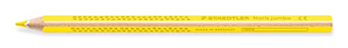 STAEDTLER Buntstift Noris jumbo, gelb, erhöhte Bruchfestigkeit, Dreikantform, ABS-System, attraktive Sternchenprägung, kindgerecht nach EN71, Made in Germany, 12 gelbe Buntstifte, 1284-1 von STAEDTLER