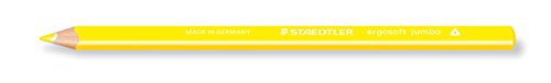 STAEDTLER 158-1 ergo soft jumbo Farbstift, jumbo-Format, ergonomische Dreikantform, rutschfeste Soft-Oberfläche, 12 Stück im Kartonetui, gelb von Staedtler
