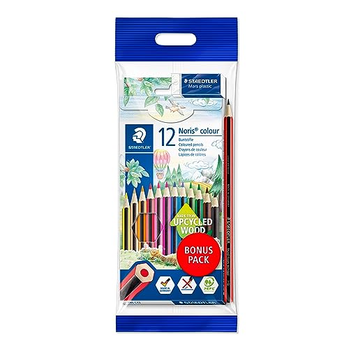 STAEDTLER 185 SET1 - Noris colour Farbstift Promotion Set, 12 Farben plus eco Bleistift und Mars plastic Radierer Gratis von Staedtler