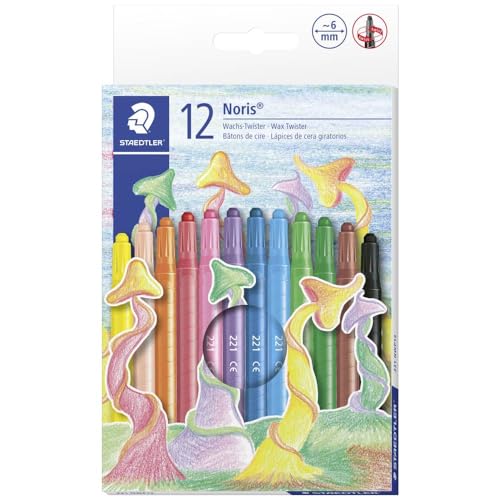 STAEDTLER 221 NWP12 - Noris Club Wachs-Twister, Wachs-Malstifte, 12 brillante Farben, sortiert von STAEDTLER