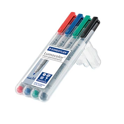 Staedtler Folienstift Lumocolor M non-permanent 315 315 WP4 Blau, Grün, Rot, Schwarz von Staedtler