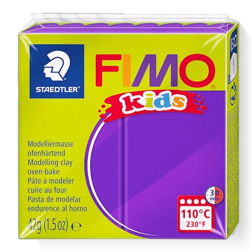 Staedtler FIMO kids, Modelliermasse zum Modellieren und Kneten, 16 Farben, für Kinder Lila Lila von STAEDTLER