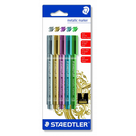 Staedtler Marker Stifte Versch. Metallic Farben 1-2mm - 5 Stk von Staedtler