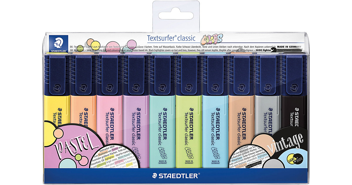 Textmarker Textsurfer classic highlighter pastel & vintage, 10 Farben mehrfarbig Modell 1 Textmarker Textsurfer classic highlighter pastel & vintage, 10 Farben mehrfarbig Modell 1 von Staedtler