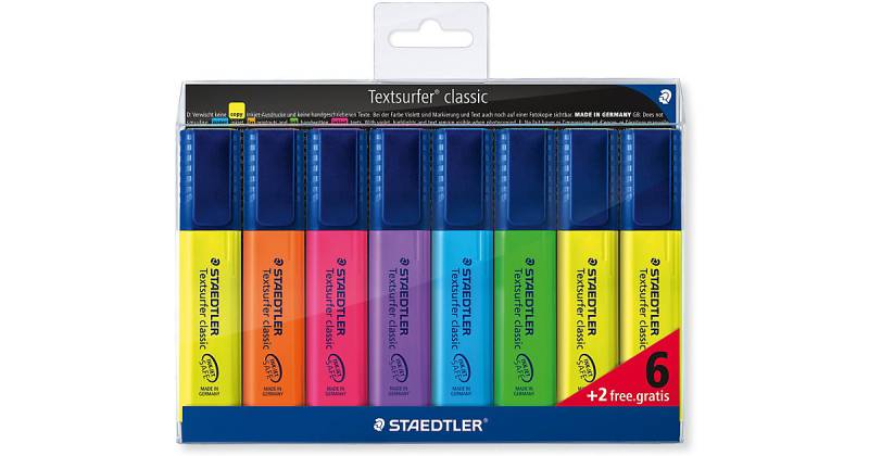 Textmarker Textsurfer, 6 & 2 Farben von Staedtler