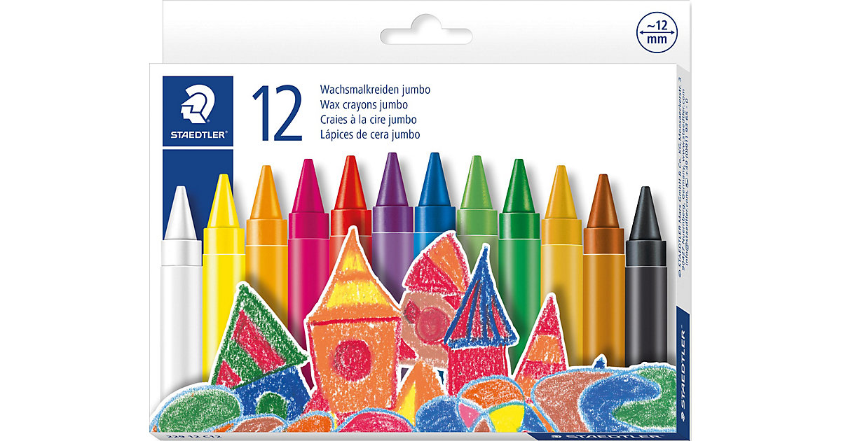 Wachsmalkreide Noris® jumbo, 12 mm, 12 Farben von Staedtler