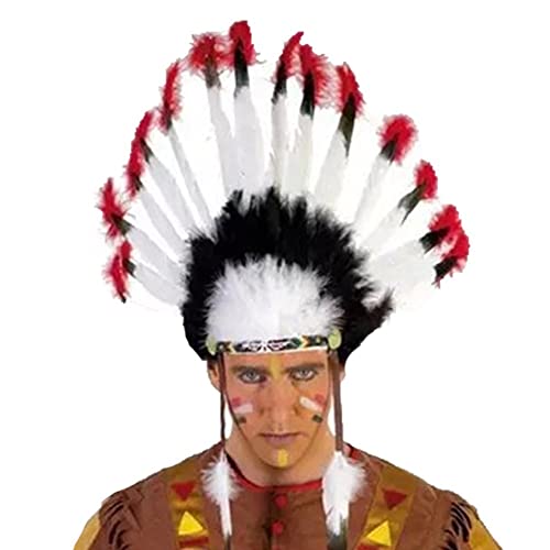 Stakee Indian Feather Hut Ureinwohner Amerikas Warbonnet Feather Kopfschmuck Hut Carnival Cosplay Requisiten Haarzubehör von Stakee