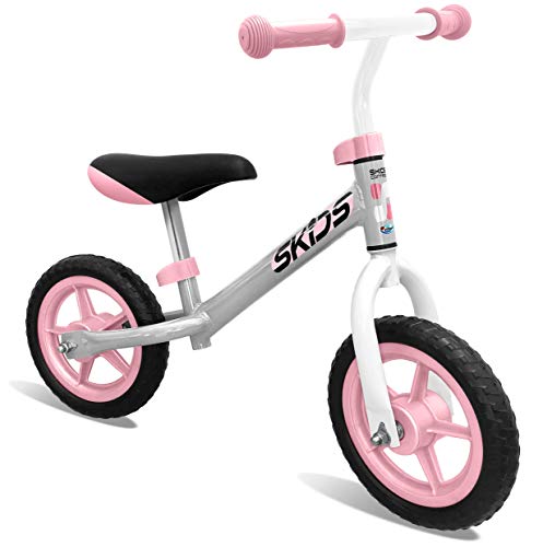 STAMP Mädchen LAUFRAD-Grey/Pink-SKIDS Control Running Bike, Grau/Rosa, Klein von STAMP