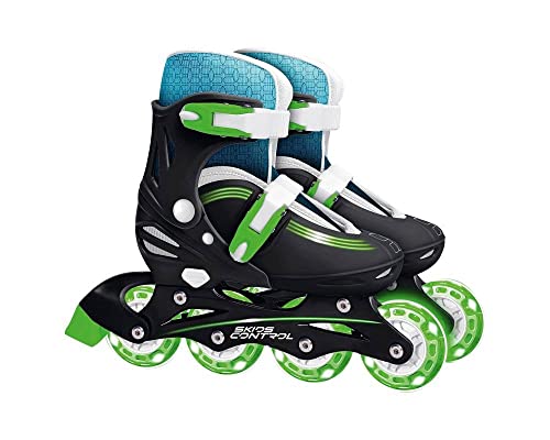 Stamp JS123302L Verstellbare Größe 30-33 Adjustable IN-LINE Skids Control Lighting Wheels Size, Green Black Blue White von Stamp