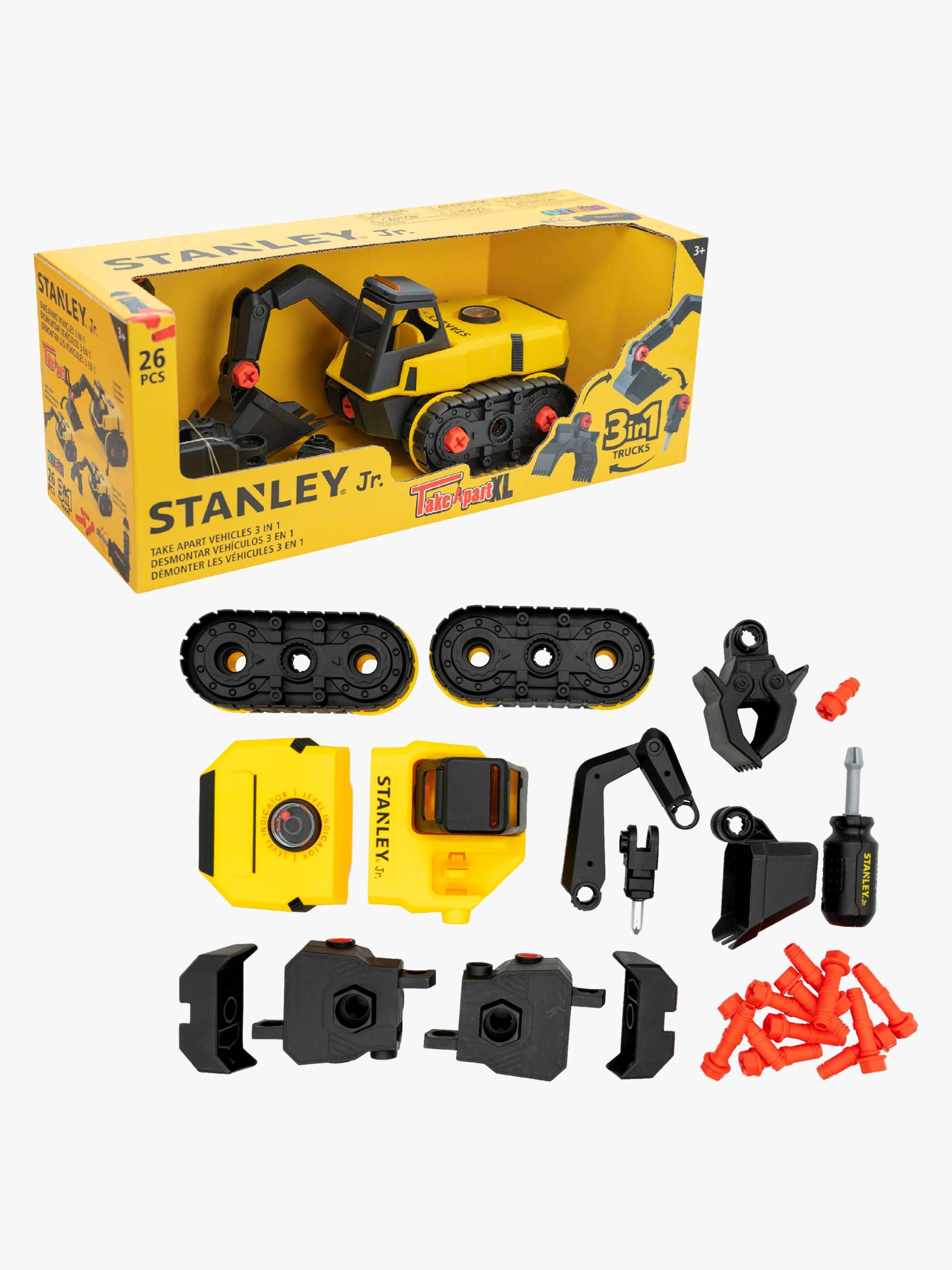 Stanley Jr. 3-in-1 Spielzeugset Bagger, Gelb von Stanley Jr.