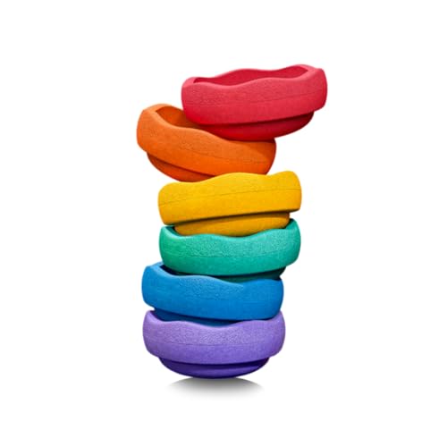 Stapelstein® – Rainbow I Balanciersteine für Kinder I 6 Stapelsteine – Farbenfrohes Motorikspielzeug – Für drinnen & draußen – Bewegungsspiel – Stapelspiel ab 1 Jahr von Stapelstein