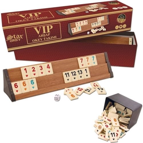 Star Oyun Aletleri Professionell VIP Rummikub Set aus Holz. Ahsap Okey Takimi, Rummy Set mit Melamin Steinen, Wooden (Hellbraun) von Star Oyun Aletleri