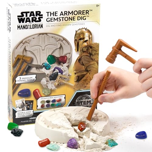 STAR WARS Der Armorer-Edelsteingraben, enthüllt 8 echte Edelsteine im Inneren des Armorer-Helms, einschließlich Amethyst, Quarz, roter Achat, Star Wars Spielzeug, Wissenschafts-Kits für Kinder im von Star Wars