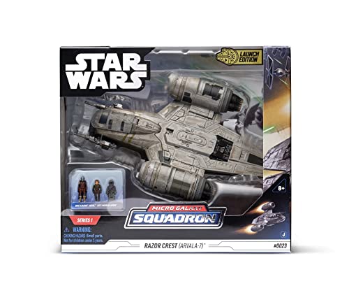 STAR WARS Micro Galaxy Squadron Starship Class Deluxe Razor Crest ARVALA-7 Scavenged with 1-Inch Din Djarin, Kuiil and Off-World Jawa SWJ0030 Multicolored Vehicle & Figures Ages Eight and Up von Star Wars