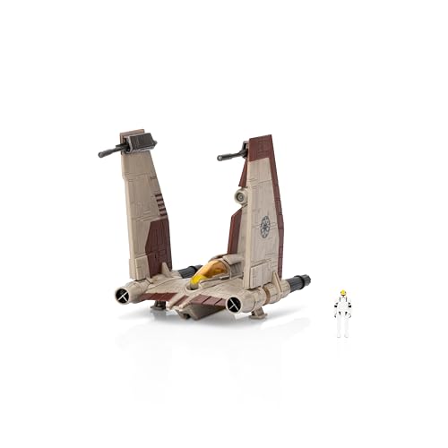 Star Wars Micro Galaxy Squadron V-19 Torrent Starfighter - 12,7 cm Fahrzeug mit klappbaren Flügeln und Schwanzflosse plus 2,5 cm Mikro-Figuren-Zubehör von Jazwares
