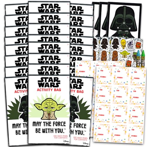 STAR WARS Valentinstagskarten für die Schule – 24 Aktivitäts-Sets mit Etiketten | Valentinstagsgeschenke für Kinder, Klassenzimmer, Party, Austauschpaket von Star Wars