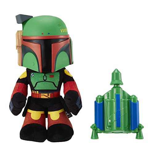 Star Wars HHW55 Boba Fett Plüschfigur mit Stimmverzerrer und luftbetriebenem Raketenwerfer, Spielzeug für Kinder ab 3 Jahren, Mehrfarbig, 30 cm von Star Wars