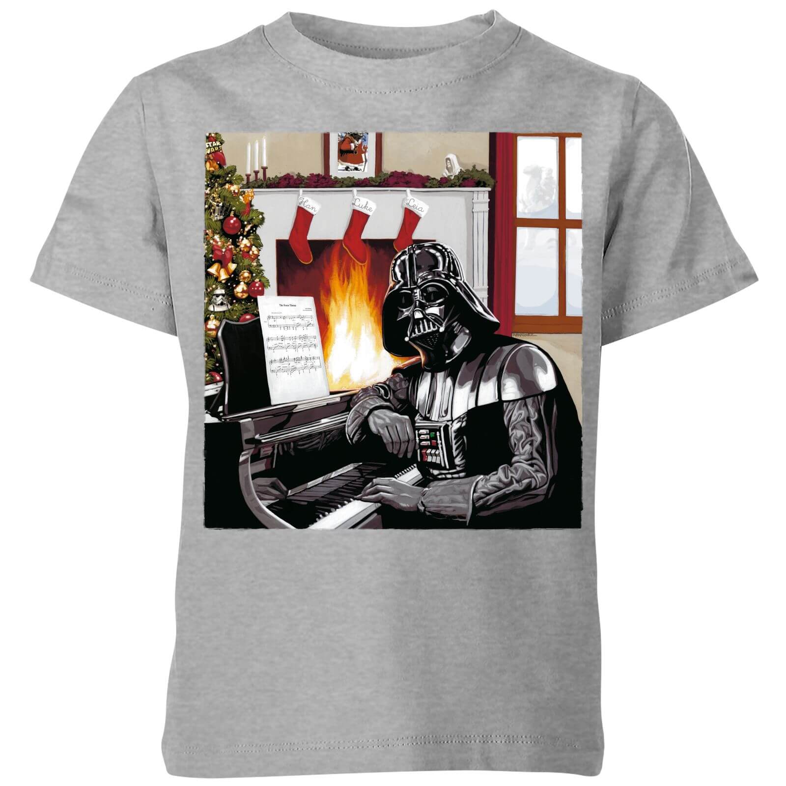 Star Wars Darth Vader Piano Player Kids' Christmas T-Shirt - Grey - 11-12 Jahre von Star Wars