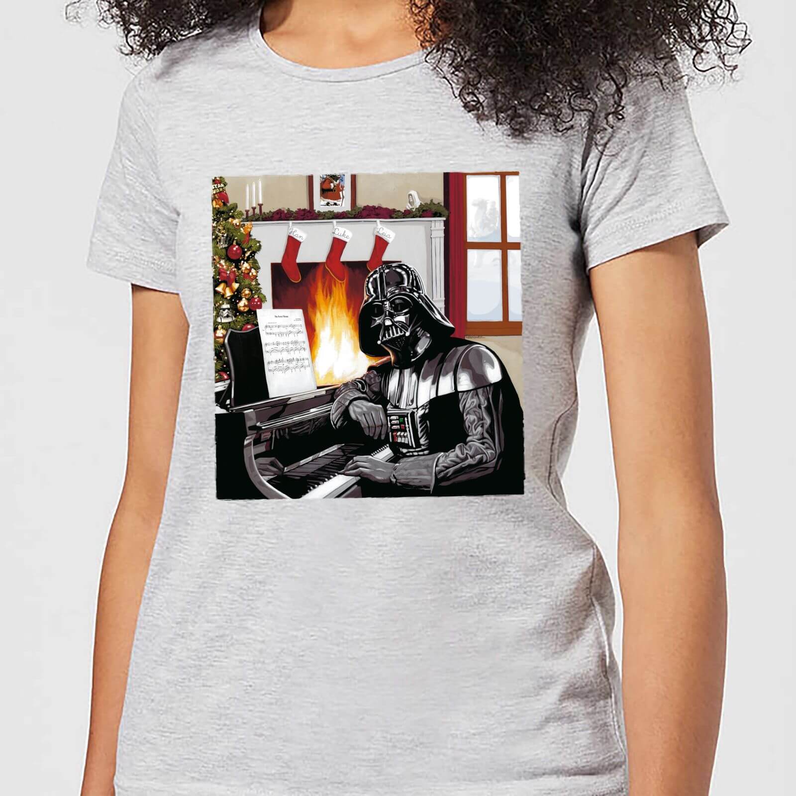Star Wars Darth Vader Piano Player Women's Christmas T-Shirt - Grey - 4XL - Grau von Star Wars