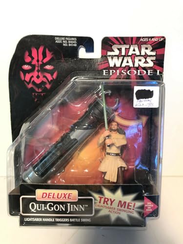 Star Wars Episode I Deluxe Qui Gon Jinn mit Schaukel Actionfigur ~ 1998 von Star Wars