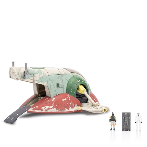 Star Wars Micro Galaxy Squadron Boba Fetts Raumschiff (Ep 5) – 17,8 cm Fahrzeug mit Flight Display Stand und DREI 2,5 cm Mikrofiguren-Zubehör von Star Wars