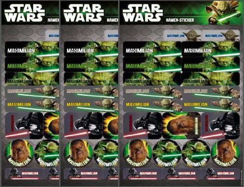 Star Wars Namen-Sticker 3er Set = 66 Namen-Sticker von Star Wars