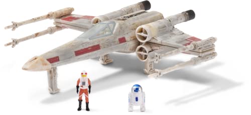 Star Wars SWJ0015 - X-Wing, Luke Skywalker & R2-D2, offizielles 12,5cm Fahrzeug mit Figuren von Jazwares