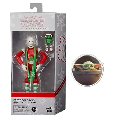 Star Wars The Black Series Holiday Edition Exclusive Christmas Collection - Holiday Themed Collectible Figures + Sticker (Protocol Droid + Sticker) von Star Wars