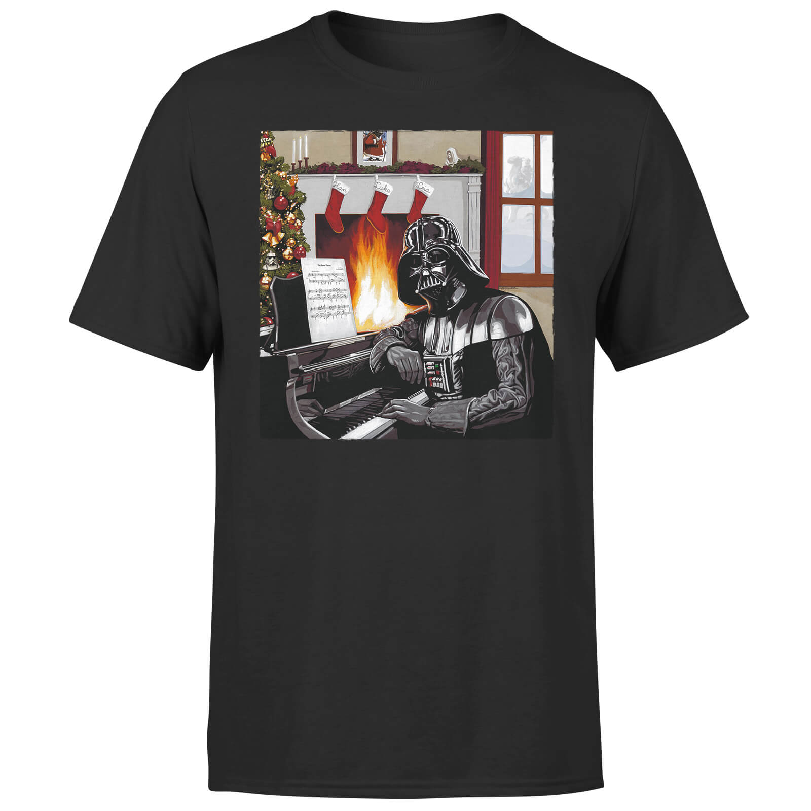 Star Wars Weihnachten Darth Vader Piano Player T-Shirt - Schwarz - L von Star Wars